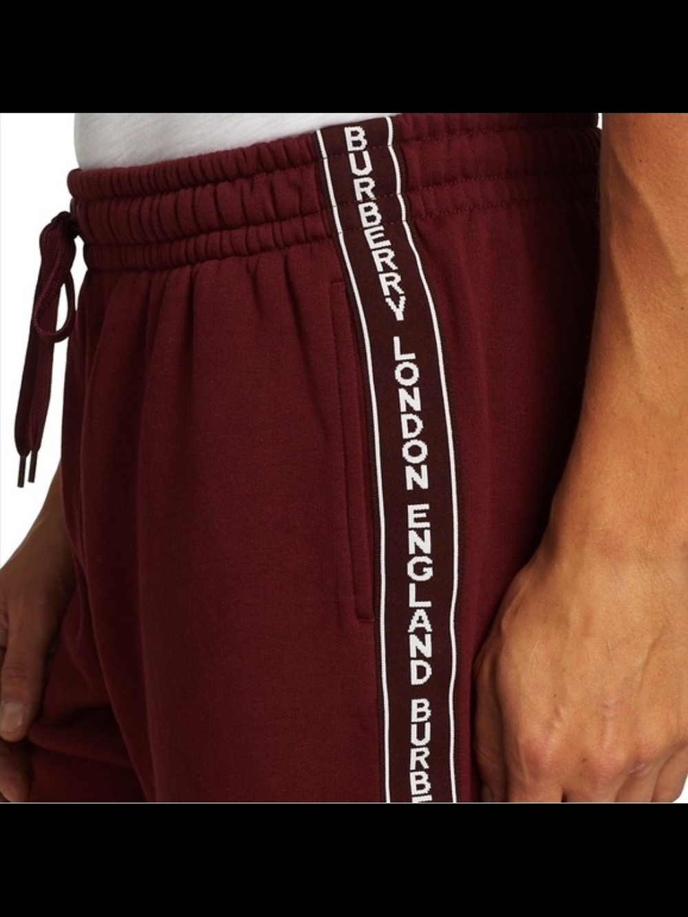 Burberry Burgundy Logo-Trim Shorts